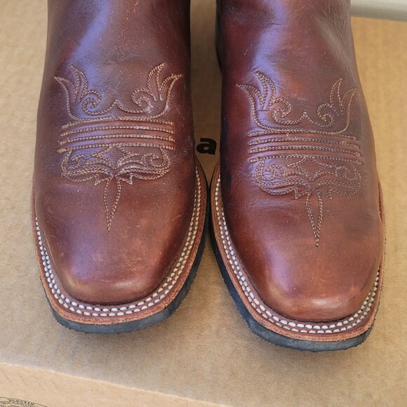 Lucchese 2000 Orange Brown Leather Embroidered Cowgirl Western Boots Women 10 B - Picture 6 of 16